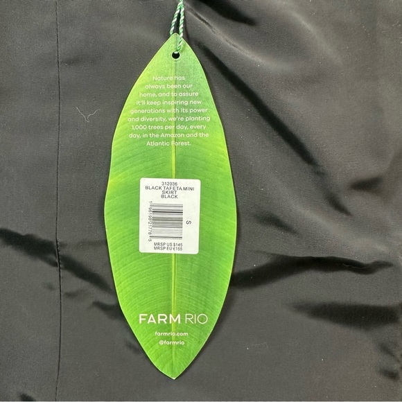 Farm Rio Black Taffeta Mini Skirt Large Side Bow Size Small NWT - Picture 8 of 13